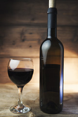 wine glass and bottle