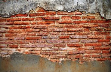 old brick wall with cracked
