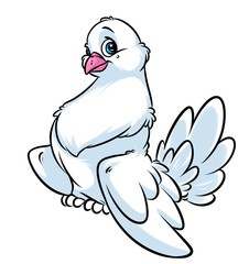 White dove cartoon illustration isolated image animal character
