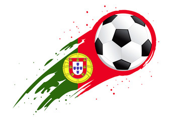 Soccer Ball With Abstract Portugal Insignia Background - 107294853