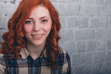 portrait of attractive caucasian smiling woman