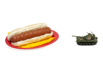 military tank aiming a sandwich
