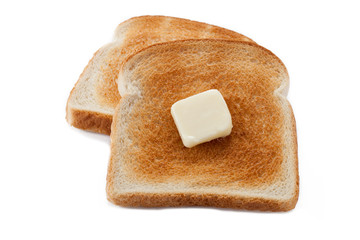 two bread toasts with butter.