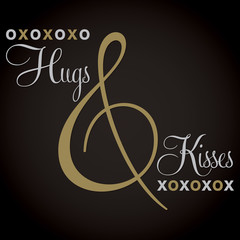 Elegant typographic 'Hugs & Kisses' card in vector format.