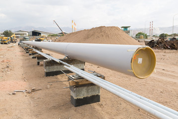 Aqaba, Jordan, 10/10/2015, Installing pipes into the Foundation construction at the Aqaba new port