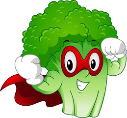 Strong Mascot Broccoli Superhero