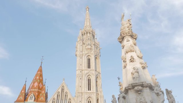 Matthias church and fountain nearby in Budapest 4K 2160p UltraHD footage - Matyas-templom in Budapest Hungary on Budas Castle District 4K 3840X2160 UHD video