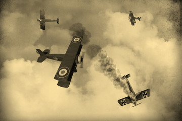 World War One Aircraft in a dogfight