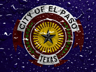 flag of El Paso with rain drops