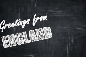 Chalkboard background with chalk letters: Greetings from england