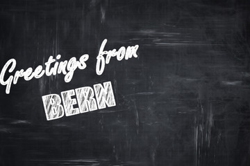 Chalkboard background with chalk letters: Greetings from bern