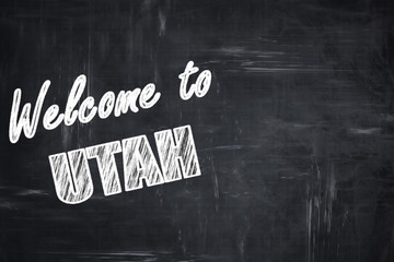 Chalkboard background with chalk letters: Welcome to utah