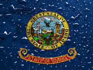 flag of Idaho with rain drops