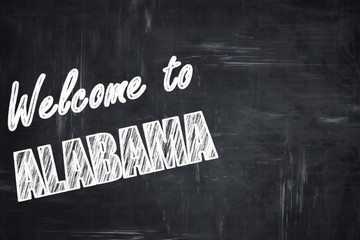 Chalkboard background with chalk letters: Welcome to alabama