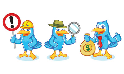 Blue Jay Mascot with sign