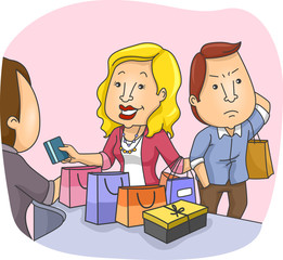 Couple Shopping Annoyed Husband