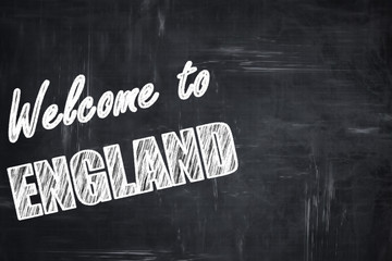 Chalkboard background with chalk letters: Welcome to england