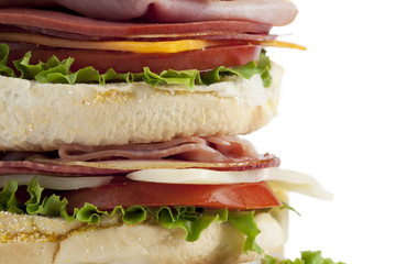 cropped image of big ham sandwich