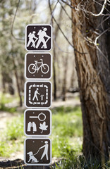 Outdoor sign hike walk bike dog nature trail guide