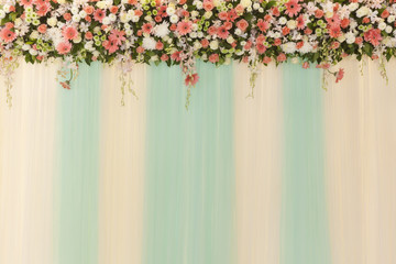 Beautiful flowers and wave curtain wall background - Wedding cer