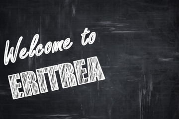 Chalkboard background with chalk letters: Welcome to eritrea
