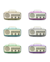 Grungy retro radio multicolor on  isolated white background
