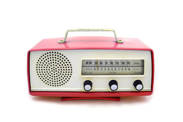 grungy retro radio on  isolated white background