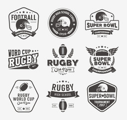 Rugby logo vector set, Football badge logo template