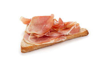 prosciutto meat on a toast