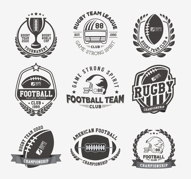 Rugby logo vector set, Football badge logo template