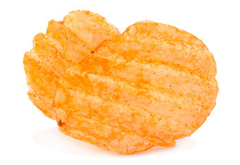 Potato ribbed chips on white