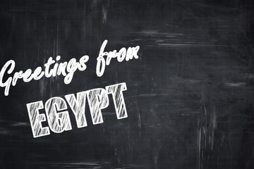 Chalkboard background with chalk letters: Greetings from egypt