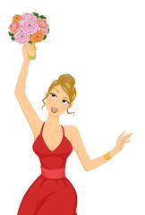 Girl Bridesmaid Catch Flower Bouquet