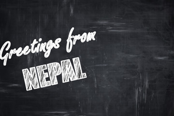 Chalkboard background with chalk letters: Greetings from nepal