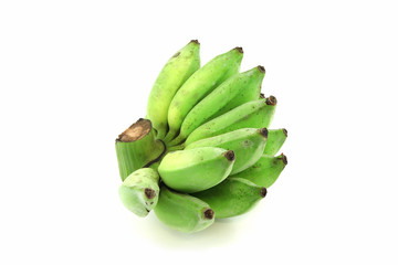 green bananas on isolated background