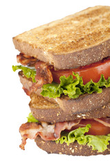 slice bread with bacon, lettuce and tomato