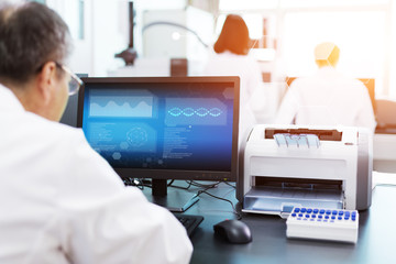 people analysis chemical experiment by computer in modern lab