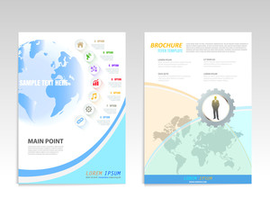 Vector brochure flyer design layout template, Front and back pages, infographics. Size A4.
