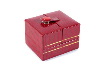 Red elegant jewelry paper box isolated on white background