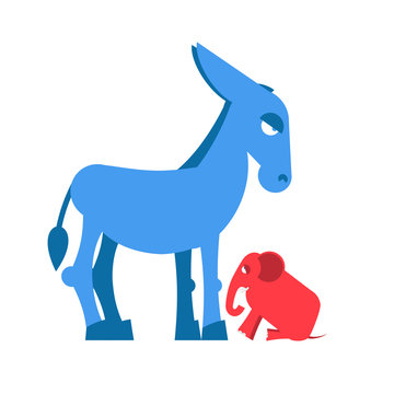 Big Blue Donkey and little red elephant symbols of political par
