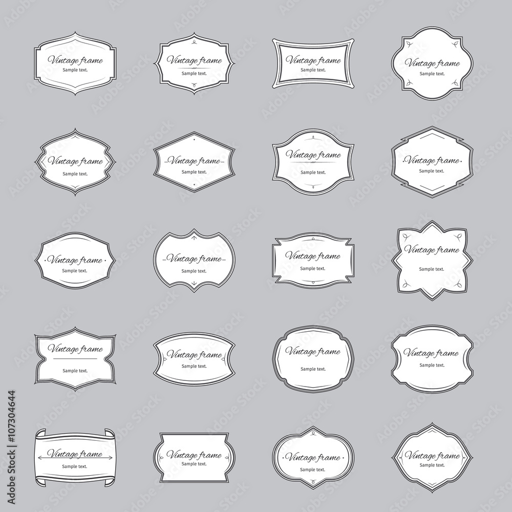 Poster frames set with text. retro vector frame shape elements for emblems