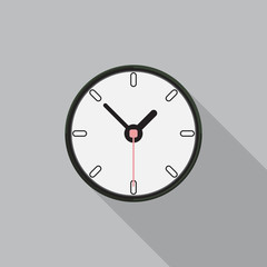 Clock Icon , Vector Illustration Flat Design With Long Shadow