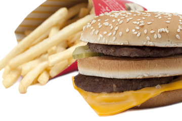 double cheeseburger and fries