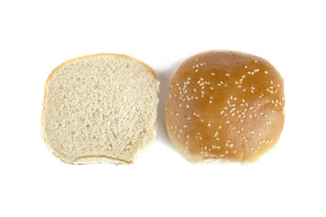 separate halves of a burger bun