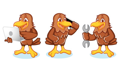 Hawk Mascot Vector with phone