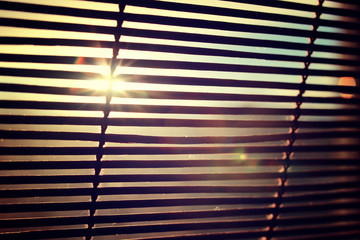 sun shining through the blinds