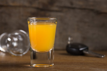 Car keys with one shot glasses