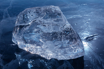 Beautiful transparent block of ice.