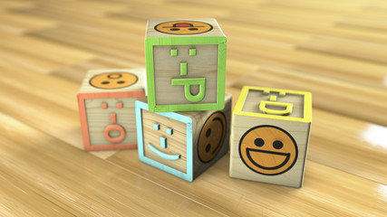Holzwürfel Spielzeug Smileys Emojis