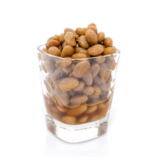 salted soybeans isolate on white background